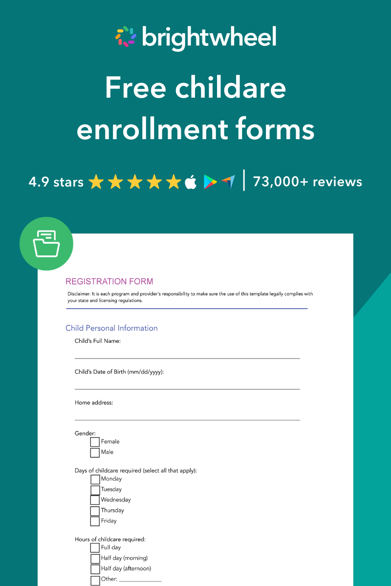 Childcare Enrollment Form Templates - brightwheel (side widget)