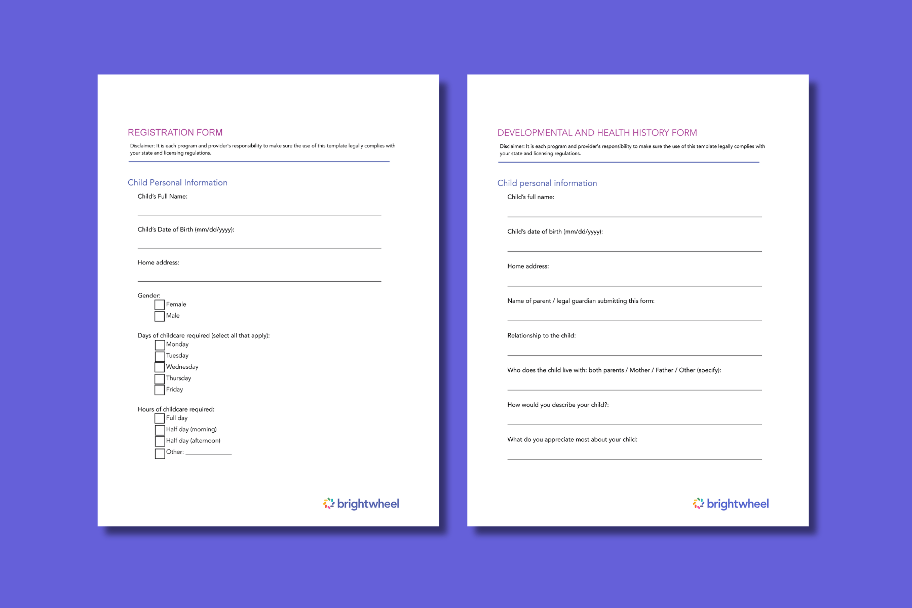 Enrollment Forms and Templates for Your Childcare Programs