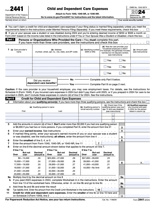 IRS Form 2441 - 2024